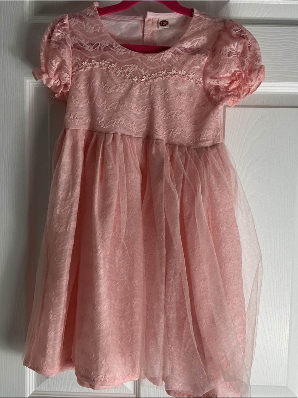 Pink Lace Tulle Girls Dress